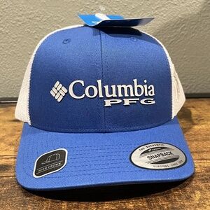 Columbia PFG Sword Fish Deep Sea Snapback Trucker Style Mesh Blue White Hat NWT